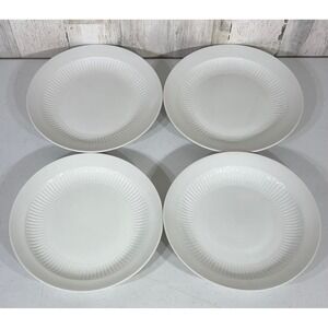 Adams Dinner Plates 10" White Real English Ironstone Micratex Ribbed Set of 4